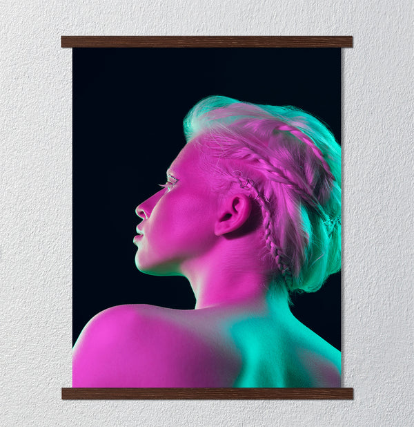 Canvas Fashion Wall Art, Pink Neon Girl, Glam Wall Poster