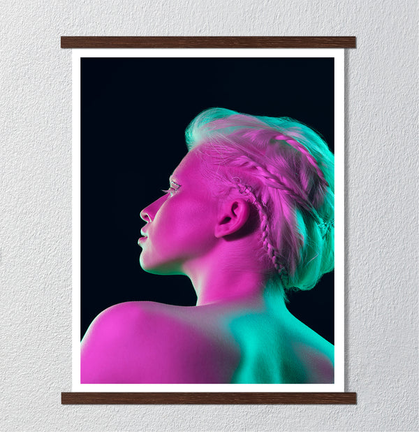 Canvas Fashion Wall Art, Pink Neon Girl, Glam Wall Poster