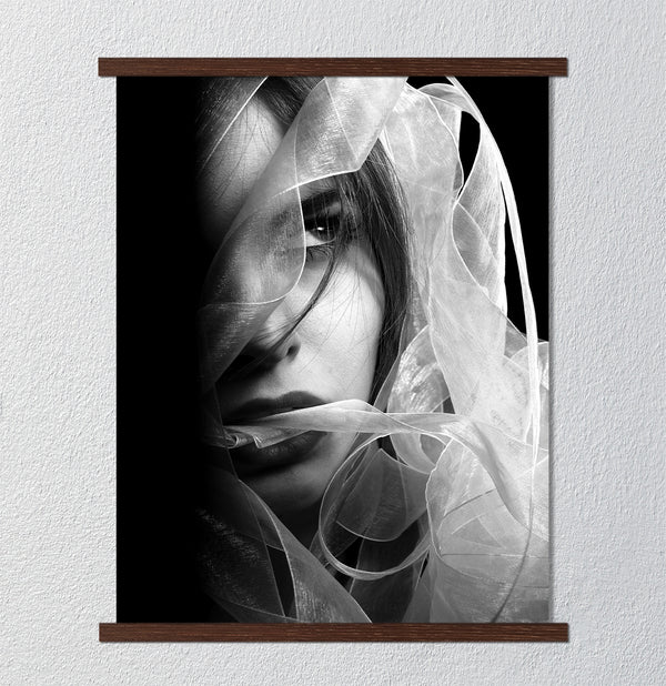 Canvas Fashion Wall Art, Grayscale Woman Face, Glam Wall Poster