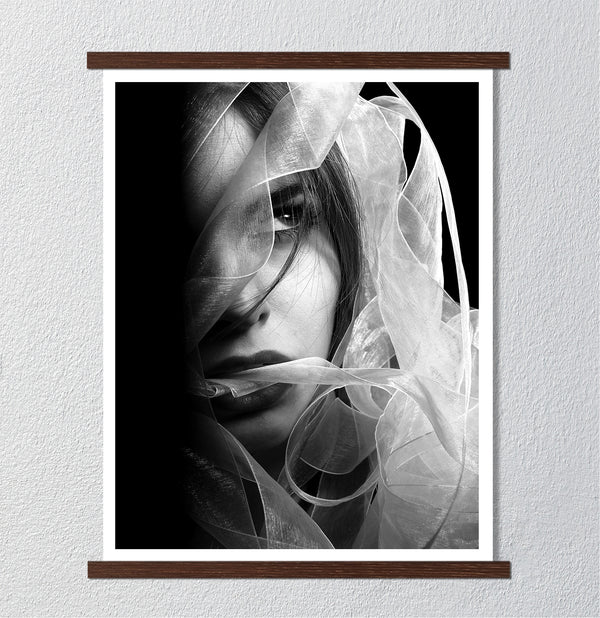 Canvas Fashion Wall Art, Grayscale Woman Face, Glam Wall Poster