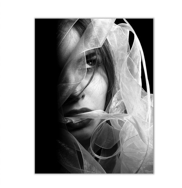 Canvas Fashion Wall Art, Grayscale Woman Face, Glam Wall Poster