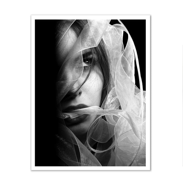 Canvas Fashion Wall Art, Grayscale Woman Face, Glam Wall Poster