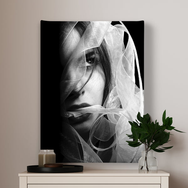 Canvas Fashion Wall Art -  Grayscale Woman Face