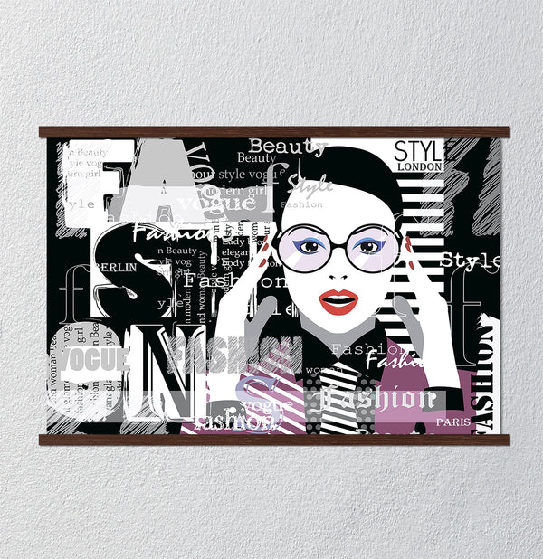 Canvas Fashion Wall Art, Fashion Girl in Pop Art Style, Glam Wall Poster