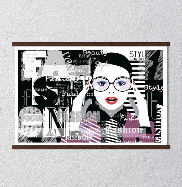 Canvas Fashion Wall Art, Fashion Girl in Pop Art Style, Glam Wall Poster