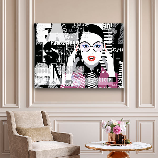 Canvas Fashion Wall Art, Fashion Girl in Pop Art Style, Glam Wall Poster