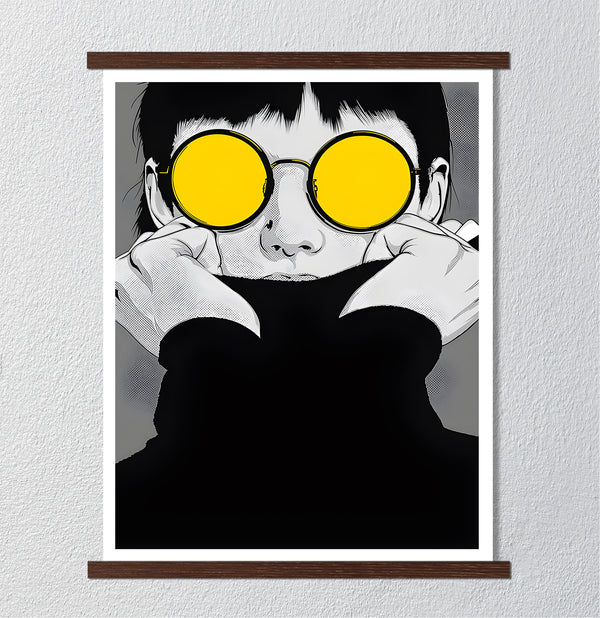 Canvas Fashion Wall Art, Yellow Sunglasses, Glam Wall Poster