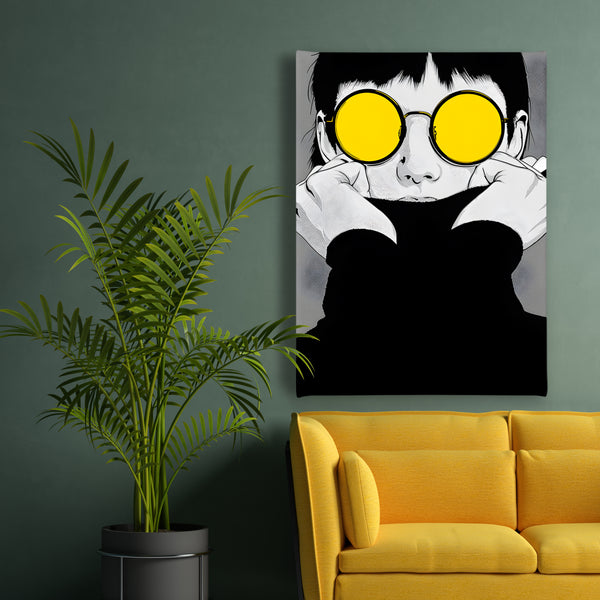 Canvas Fashion Wall Art, Yellow Sunglasses, Glam Wall Poster