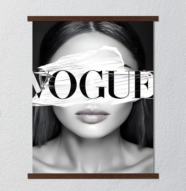 Canvas Fashion Wall Art, Black & White Vogue Magazine, Glam Wall Poster