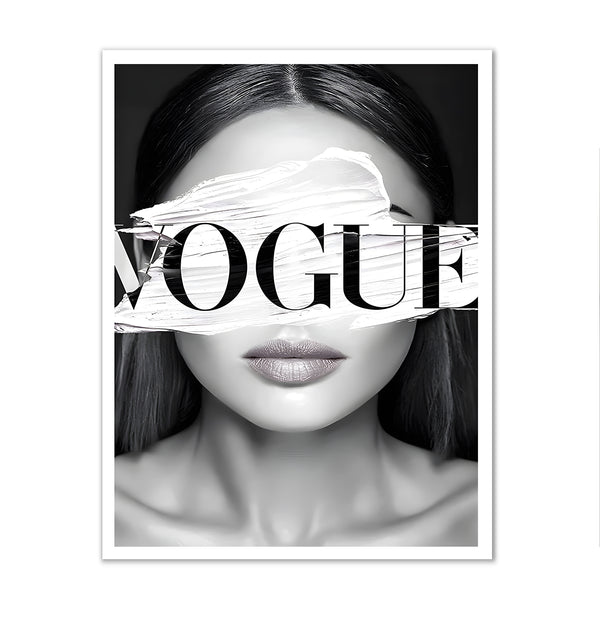 Canvas Fashion Wall Art, Black & White Vogue Magazine, Glam Wall Poster