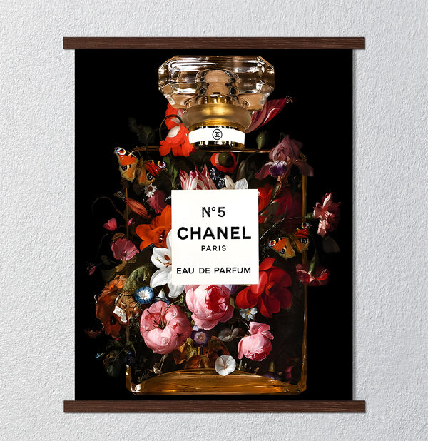 Canvas Fashion Wall Art, Flower Chanel Eau de Parfum, Glam Wall Poster