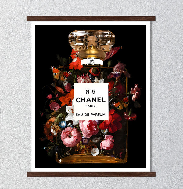 Canvas Fashion Wall Art, Flower Chanel Eau de Parfum, Glam Wall Poster