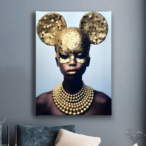 Canvas Fashion Wall Art -  African Woman & Gold Mask