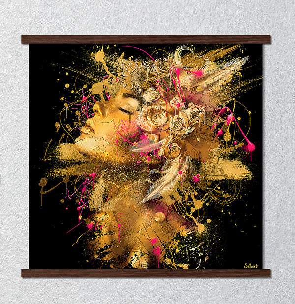 Canvas Fashion Wall Art, Abstract Golden Lady, Glam Wall Poster