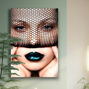 Canvas Fashion Wall Art -  Lady with dark Green Lips