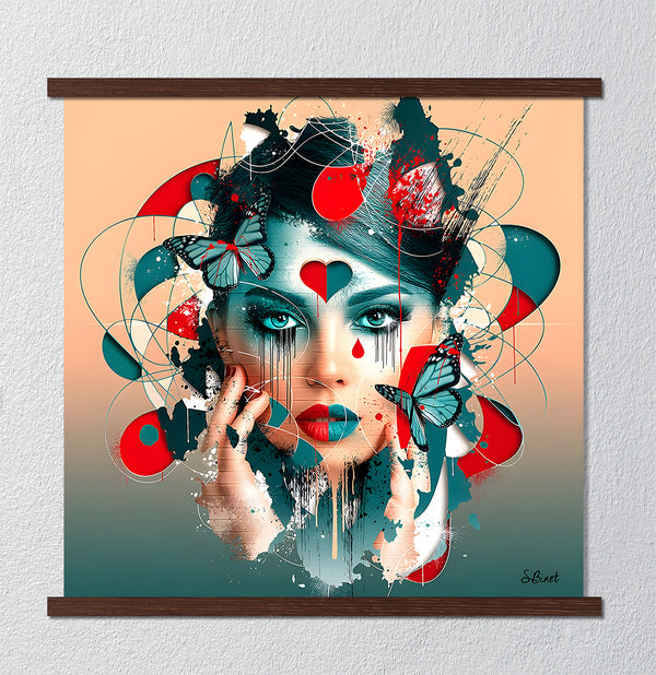 Canvas Fashion Wall Art, Lady with Butteflies, Glam Wall Poster