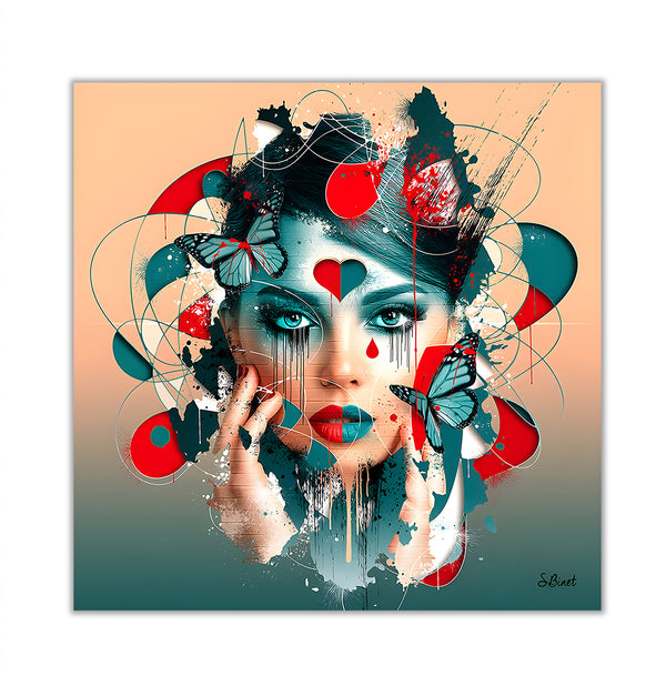 Canvas Fashion Wall Art, Lady with Butteflies, Glam Wall Poster