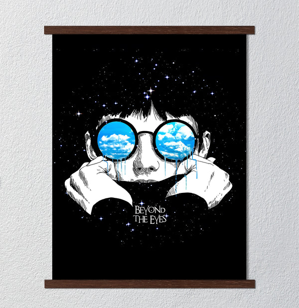 Canvas Fashion Wall Art, Blue sunglasses, Glam Wall Poster