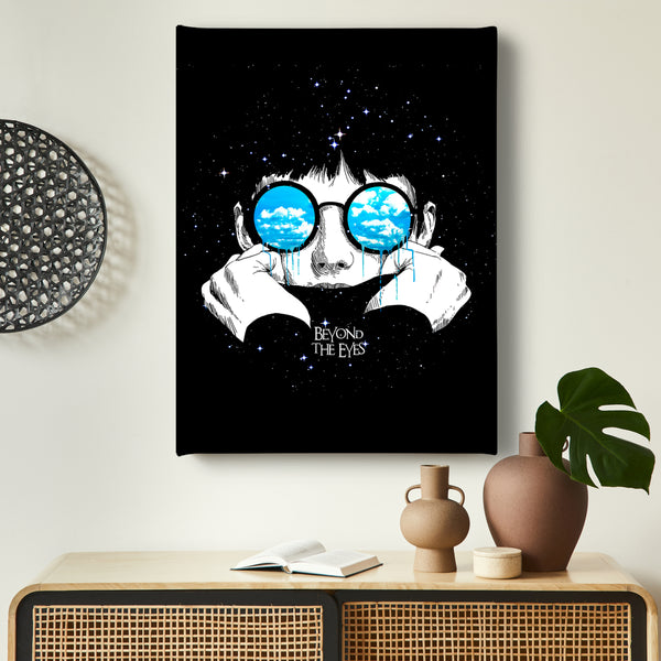 Canvas Fashion Wall Art, Blue sunglasses, Glam Wall Poster