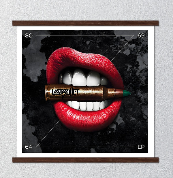 Canvas Fashion Wall Art, Lips and Gold Bullet, Glam Wall Poster