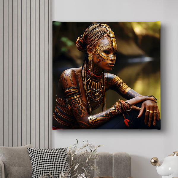 Canvas Fashion Wall Art -  Afro Girl Tattoo