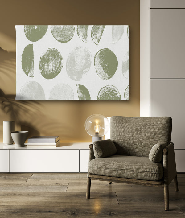 Canvas Wall Art, Soft Green Dots, Minimalist Wall Poster