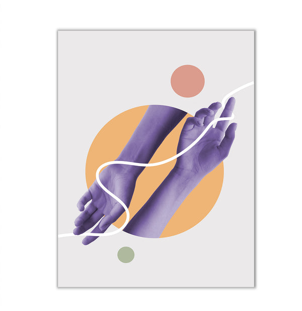 Canvas Wall Art, Purple Abstract Hands, Minimalist Wall Poster