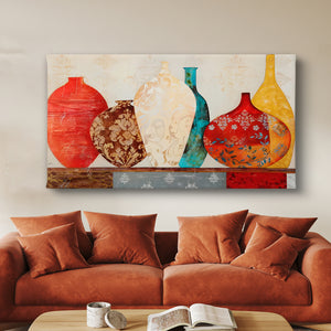 Canvas Wall Art -  Oil Pained Decorative Colorful Vases