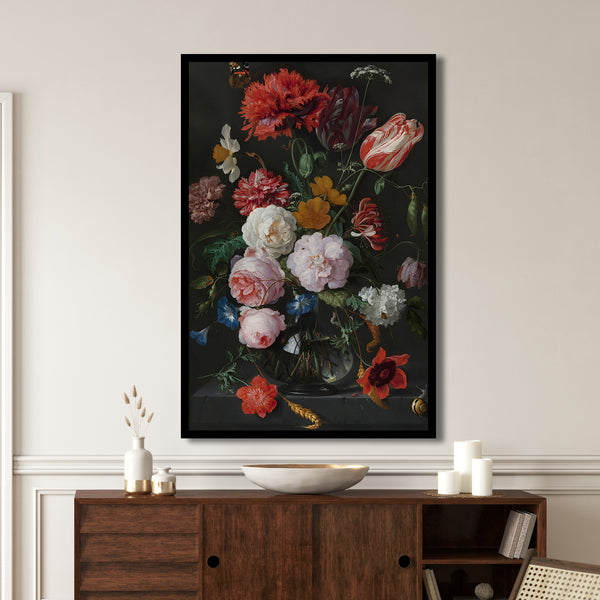 Wall Art, Still Life with Flowers in a Glass Vase, Wall Poster