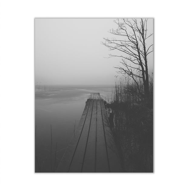 Сanvas Wall Poster, Greyscale Landscape, Wall Art