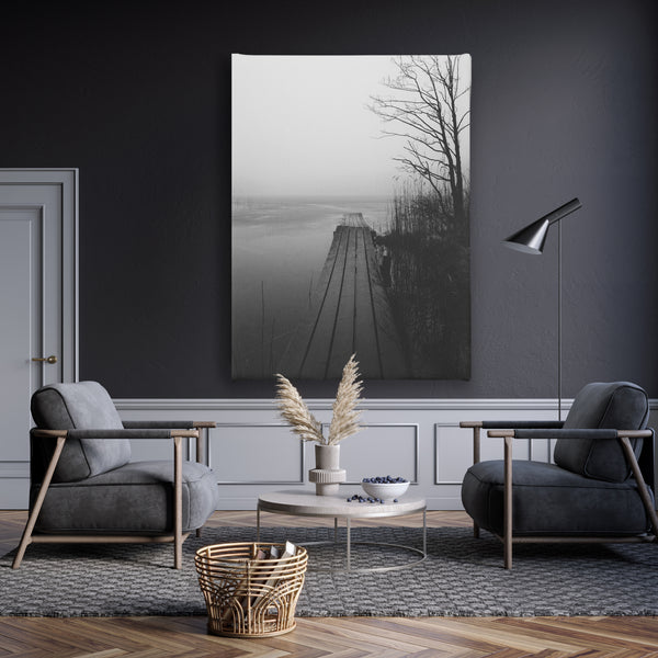 Сanvas Wall Poster, Greyscale Landscape, Wall Art