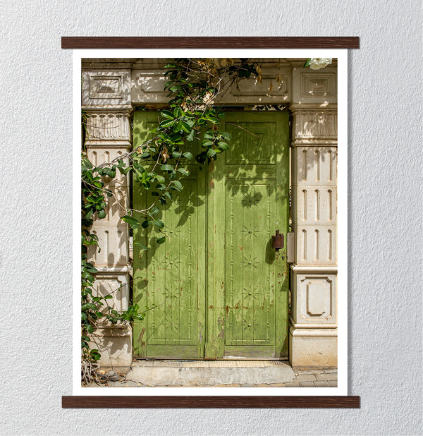 Canvas Wall Poster, Vintage Wooden Green Door, Wall Art