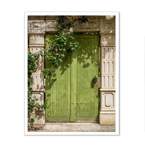 Canvas Wall Poster, Vintage Wooden Green Door, Wall Art