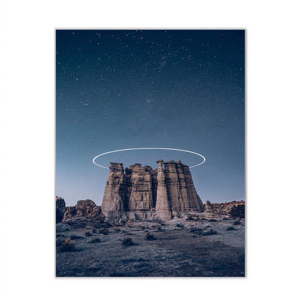 Canvas Wall Poster,Stars and Night Rocks in the Desert, Wall Art