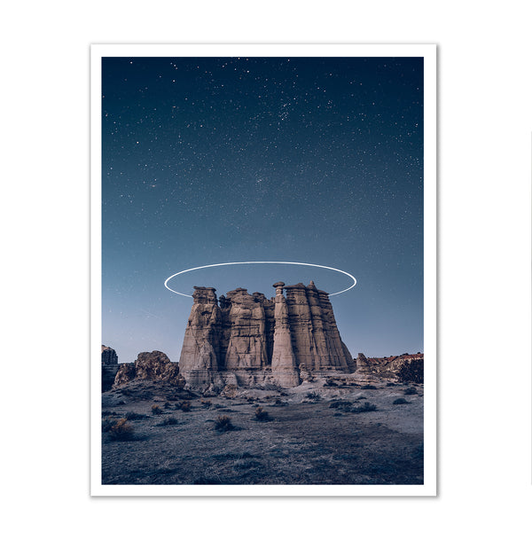 Canvas Wall Poster,Stars and Night Rocks in the Desert, Wall Art