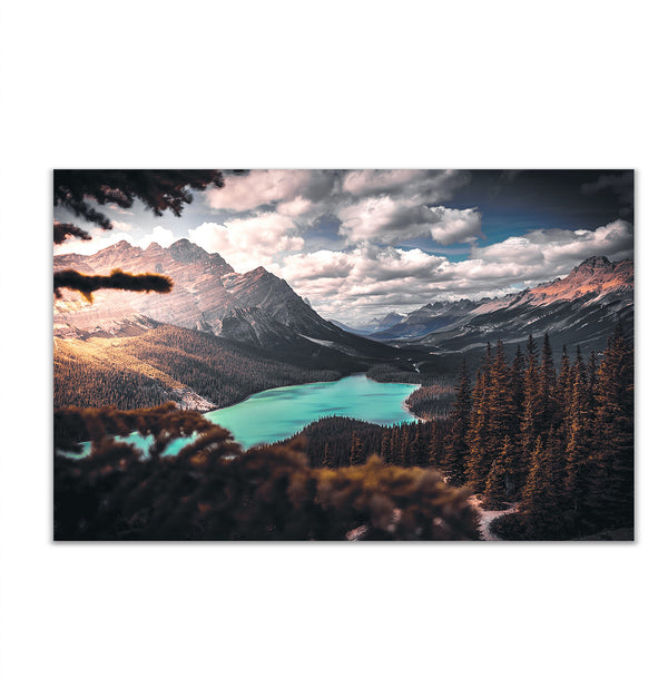 Canvas Wall Poster, Turquoise Water in the Forest Mountains, Wall Art