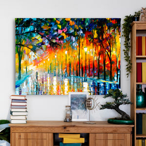 Canvas Wall Poster -  Colorful Oil Painted Street 