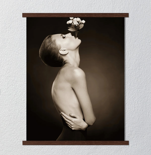 Canvas Wall Art, Woman with Flowers, Nude Wall Poster