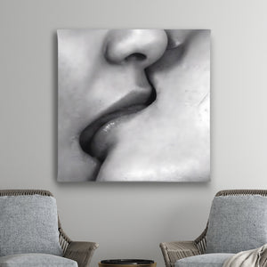 Canvas Wall Art -  Black & White Kiss  Poster