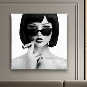 Canvas Wall Art -  Black & White Woman Face  Poster