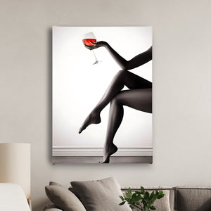 Canvas Wall Art -  Nude Woman Red Wine  Poster
