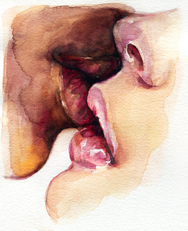 Canvas Wall Art, Watercolor Kiss, Nude Wall Poster