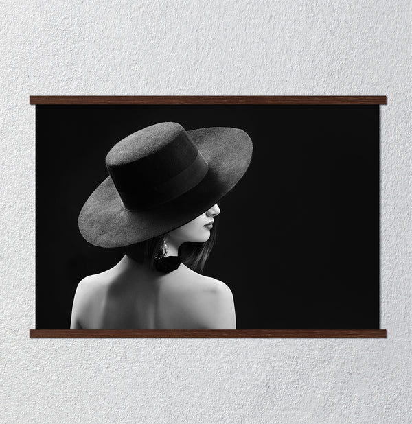 Canvas Wall Art, Woman with Hat, Nude Wall Poster