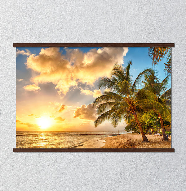 Canvas Wall Art, Palm, Sunset and Beach, Sea Wall Poster