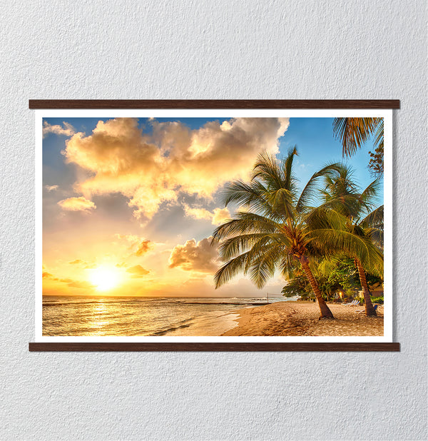 Canvas Wall Art, Palm, Sunset and Beach, Sea Wall Poster