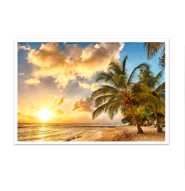 Canvas Wall Art, Palm, Sunset and Beach, Sea Wall Poster