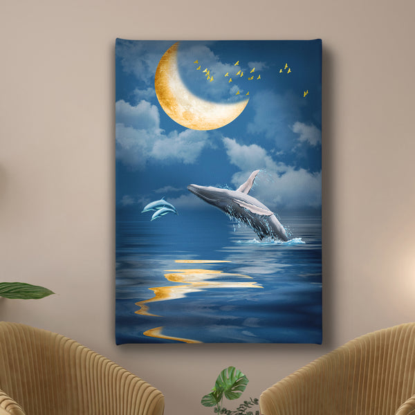 Canvas Wall Art - Whale and Moon