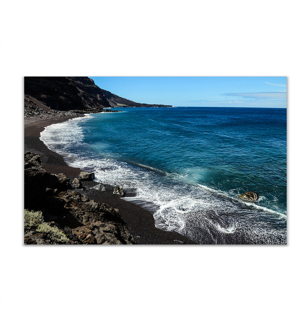 Canvas Wall Art, Black Beach & Deep Blue Ocean, Wall Poster