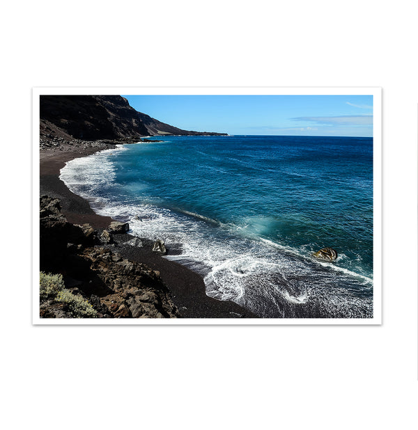 Canvas Wall Art, Black Beach & Deep Blue Ocean, Wall Poster