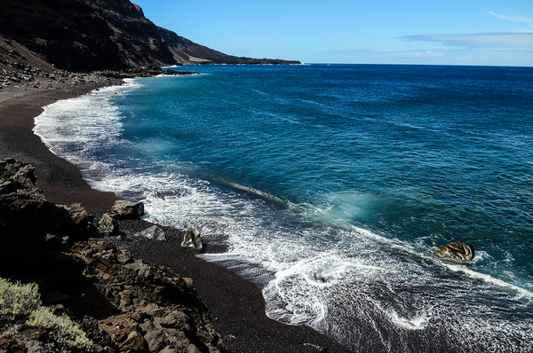 Canvas Wall Art, Black Beach & Deep Blue Ocean, Wall Poster